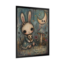 Load image into Gallery viewer, Rolled Poster — Cute Bunny Moon Illustration with 'Be Kind to Yourself' Quote