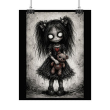 Load image into Gallery viewer, Rolled Poster — Gothic Cute Girl with Teddy Bear Art Print