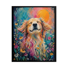 Load image into Gallery viewer, Vibrant Happy Golden Retriever Poster - Colorful Wildflower Dog Wall Decor