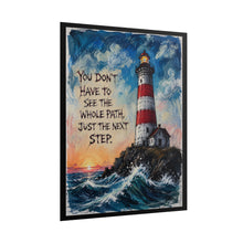 Load image into Gallery viewer, "Just The Next Step" Lighthouse Wall Art | Inspirational Coastal Canvas Print
