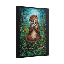 Load image into Gallery viewer, Love Yourself First Otter Poster — Whimsical Self-Care Rolled Art Print