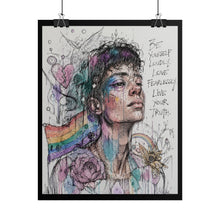 Load image into Gallery viewer, "Live Your Truth" Pride Wall Art | Fine Line Sketch Rainbow Flag Poster