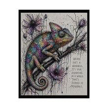 Load image into Gallery viewer, Chameleon Art Poster — "Weird Isn't a Weakness" Inspirational Rolled Poster