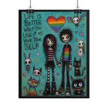 Load image into Gallery viewer, "Live It As Your True Self" Pride Art | Whimsical Rainbow Heart Poster