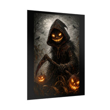 Load image into Gallery viewer, Halloween Scarecrow Poster — Spooky Jack-o'-Lantern Grim Reaper Wall Art (Rolled Poster)
