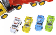 Load image into Gallery viewer, 1:16 2-In-1 Friction Powered Transporter Truck With Lights And Sounds