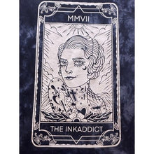 Load image into Gallery viewer, InkAddict Shirt Womens Small Tie Dye Tarot Card Grunge Tattoo Spell Out