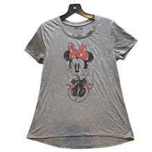 Load image into Gallery viewer, Disney Shirt Womens Medium Minnie Mouse Bow Grunge Polka Dot Casual Short Sleeve