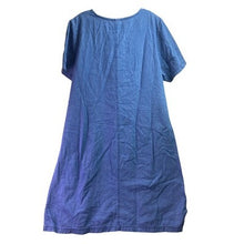 Load image into Gallery viewer, Vintage Blair Dress Womens Large Denim Lighthouse Embroidered Beachy Coastal