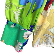 Load image into Gallery viewer, Gomorn Blouse Womens Large Floral AOP Sheer Vacation Travel Beachy Office Career