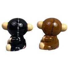 Load image into Gallery viewer, Furrybones Monkey Salt Pepper Shakers Set Skeleton Black Brown Cute Ceramic