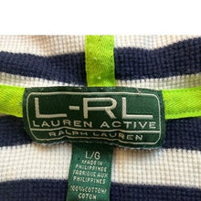 Load image into Gallery viewer, Ralph Lauren Shirt Womens Large Striped Hooded Waffle Knit Preppy Academia