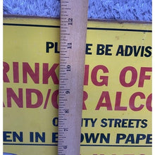 Load image into Gallery viewer, Drinking of Beer Metal Sign Alcohol Illegal City Streets Man Cave Garage Decor