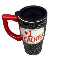 Load image into Gallery viewer, Teach Mug 18oz Ceramic Travel Lid Handle Coffee Cup Teachercore NIB