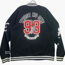 Load image into Gallery viewer, Brooklyn Cloth Jacket Womens Large Varsity AOP Skull Preppy Gothcore Streetwear