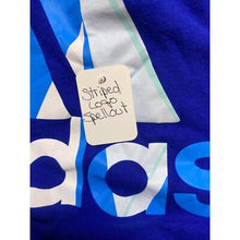 Load image into Gallery viewer, Adidas Shirt Mens Small Blue Striped Big Center Logo Spell Out Athleisure