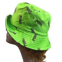 Load image into Gallery viewer, PRIME Bucket Hat Adult Reversible Neon Green Promo Trendy AOP Beachy Streetwear