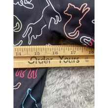 Load image into Gallery viewer, Black Cat Print Dress Womens Small Short Sleeve Collared Party Casual