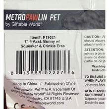 Load image into Gallery viewer, Lot of 2 Bunnies Dog Toy Squeaker Crinkle Ears Metro Pawlin 7"