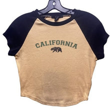 Load image into Gallery viewer, Forever 21 Shirt Womens Large California Bear Raglan Ribbed Cropped Preppy