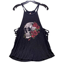 Load image into Gallery viewer, Y2K Shirt Womens Large Strappy Tank Gothic Flowy Whimsigoth Cut Sides Black