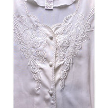 Load image into Gallery viewer, Vintage Worthington Blouse Womens 10 Ivory Embroidered Shoulder Pads Mature