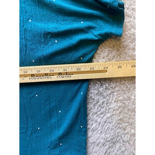 Load image into Gallery viewer, Soma Shirt Womens Extra Large Teal Green Polka Dot Ruffle Hem Top Oversized