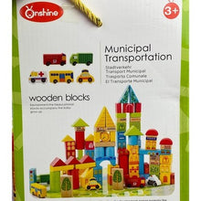 Load image into Gallery viewer, Onshine Municipal Transportation Wooden Blocks 100 Pcs Building Toy for Kids 3+