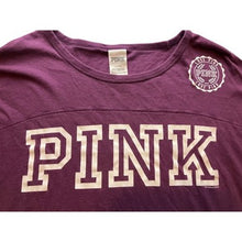 Load image into Gallery viewer, PINK Victoria's Secret Shirt Womens Large 3/4 Sleeve Spell Out Logo Maroon