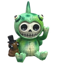 Load image into Gallery viewer, Furrybones Dragon Skeleton Figure Camo Green Top Hat Brown Buddy NIB