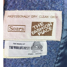 Load image into Gallery viewer, Vintage Sears Trench Coat Womens Medium Blue Wool Career Outdoors Winter