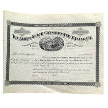 Load image into Gallery viewer, Antique 1880s Mining Stock Certificate Montana Unused Covered Wagons Ephemera