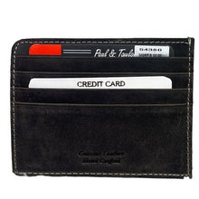 Load image into Gallery viewer, Paul Taylor Wallet Genuine Leather Slim Card Holder Black Hand Crafted Magnetic