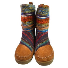 Load image into Gallery viewer, Toms Moccasin Boots Womens 6.5 Rainbow Knit Aztec Southwest Sustainable