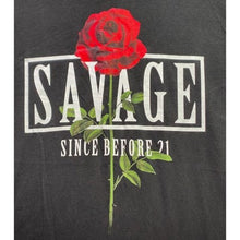 Load image into Gallery viewer, Savage Shirt Mens Large Black Spell Out Rose Grunge Everyday Streetwear