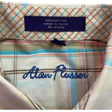 Load image into Gallery viewer, Alan Flusser Shirt Mens Medium Plaid Preppy Academia Office Career Contrast Cuff