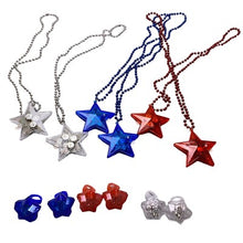 Load image into Gallery viewer, 4th of July Party Favors Light Up Necklace Ring 2 each color Patriotic Festival