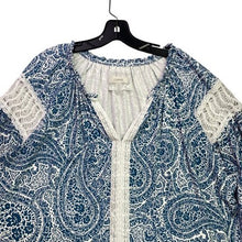 Load image into Gallery viewer, Cupio Blouse Womens 2XL Paisley AOP Crochet Lace Boho Mature Career Office