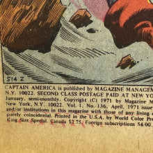 Load image into Gallery viewer, Captain America and Falcon Comic Book #136 April 1971 Marvel Bronze Age