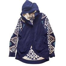 Load image into Gallery viewer, Pendleton Sweater Womens Medium Wool Blend Cardigan Hooded Navajo Aztec Tribal