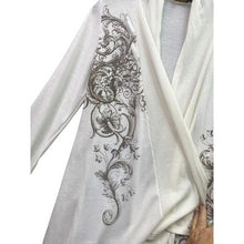Load image into Gallery viewer, Cal Style Cardigan Womens Medium White Rayon Waterfall Embellished AOP Career
