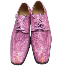 Load image into Gallery viewer, Antonio Mazzetti Shoes Mens 7.5D Pink Crocodile Embossed Leather Derby