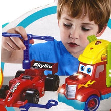 Load image into Gallery viewer, Semi-Truck Trailer Playset Lights Music Racecar Toy Toolbox Kids 3+ 36 Pieces