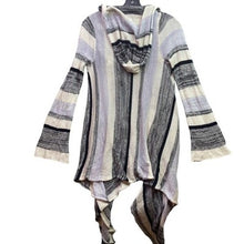 Load image into Gallery viewer, Altar'd State Cardigan Womens Medium Striped Waterfall Pockets Preppy Beachy