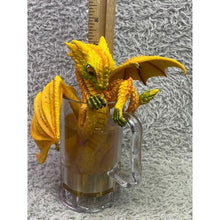 Load image into Gallery viewer, Pacific Giftware Yellow Dragon in Beer Mug Figurine 13120 Fantasy Collectible 7"