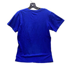 Load image into Gallery viewer, Adidas Shirt Mens Small Blue Striped Big Center Logo Spell Out Athleisure