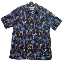 Load image into Gallery viewer, Joe Marlin Shirt Mens Large Hawaiian Pool Shark Martini AOP Festival Clubwear