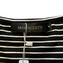 Load image into Gallery viewer, Merokeety Shirt Womens Small Striped Puff Sleeve Square Neck Baby Doll Tee NWT
