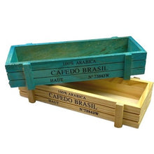 Load image into Gallery viewer, Lot of 2 Wooden Crate Planter Box Cafedo Brasil Coffee Decor Rustic Farmhouse