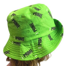 Load image into Gallery viewer, PRIME Bucket Hat Adult Reversible Neon Green Promo Trendy AOP Beachy Streetwear